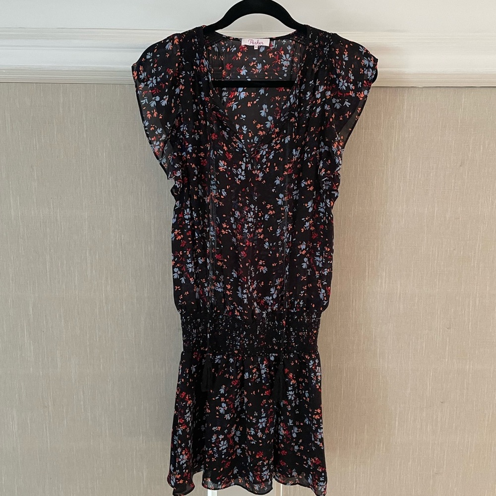 Parker Floral Smocked Flutter Sleeve Mini Dress